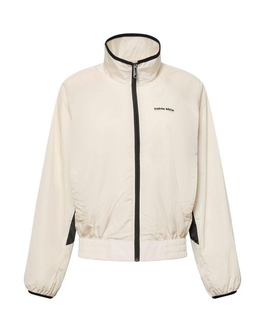 Calvin Klein Brown Retro Track Funnel Neck Long Sleeve Windbreaker