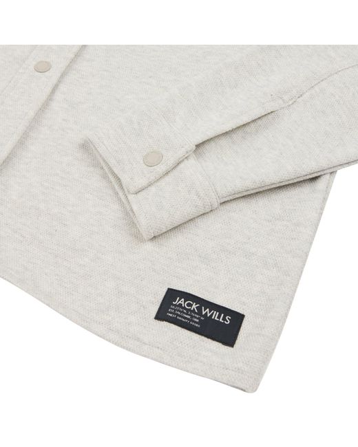 Jack Wills White Pique Long Sleeve Relaxed Fit Overshirt for men