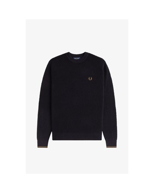 Fred Perry Blue Crew Neck Jumper for men