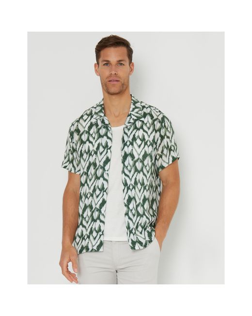 Threadbare Green Short-Sleeve Patterned Shirt for men
