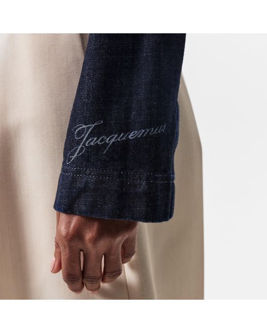 Jacquemus Blue Marino Cotton Cropped Long Sleeve Denim Jacket