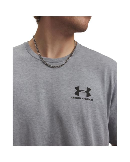 Under Armour Gray Sportstyle Left Chest Short Sleeve Super Soft T Shirt For Training And Fitness, Fast-drying T Shirt With Graphic for men