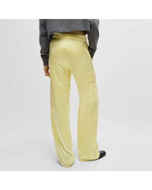 HUGO Yellow Hakila-1 Relaxed-Fit Cargo Trousers