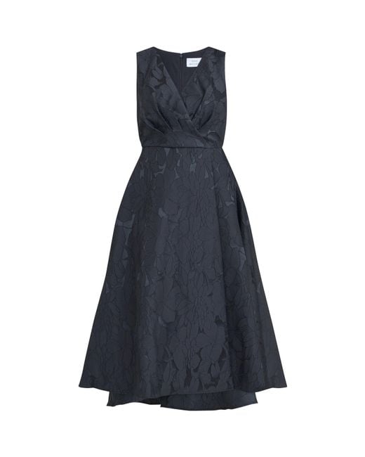 Gina Bacconi Blue Sandie Jacquard Fit And Flare Dress