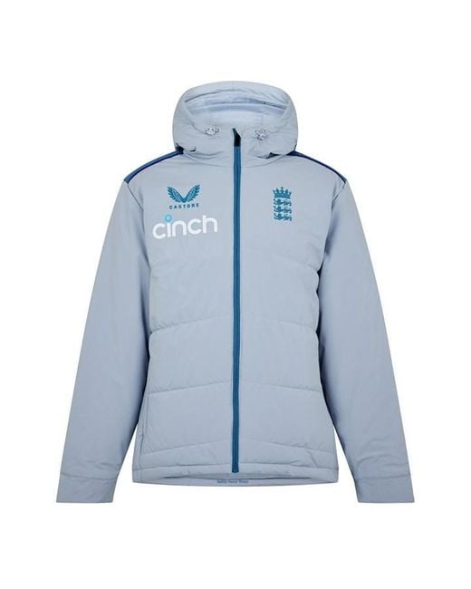 Castore Blue England Cricket Padded Bench Jacket for men