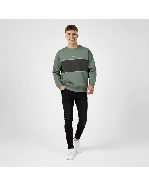 Slazenger 1881 Green Fleece Sportswear Crew Sweat for men