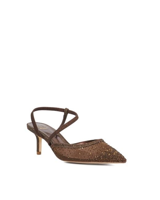 Dune Brown Chasing Low Heel Slip On Stiletto Court Shoes