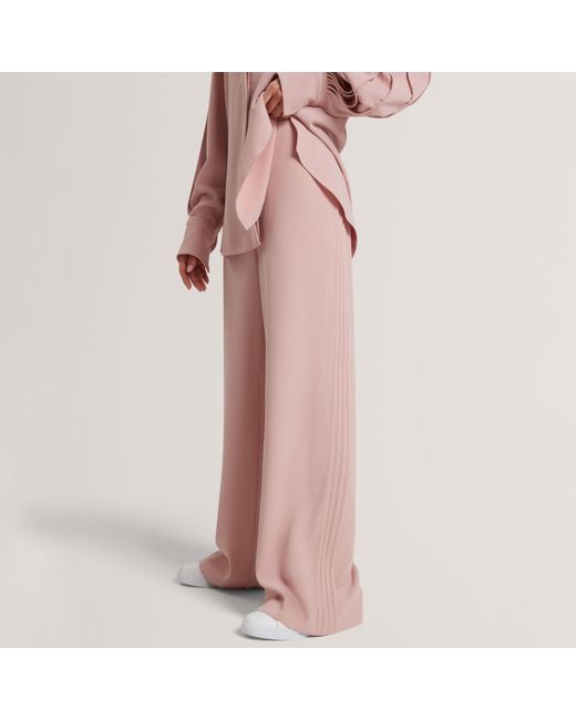 Ted Baker Pink Piping Detail Pull-On Wide Leg Trousers