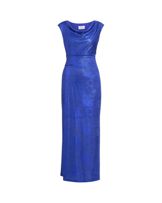 Gina Bacconi Blue Justina Foil Print Cowl Neck Maxi Dress