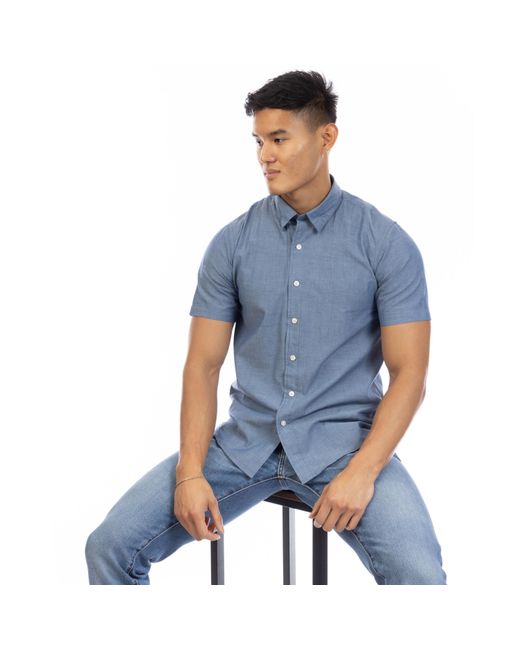 Peter Werth Blue Short Sleeve Plain Shirt for men