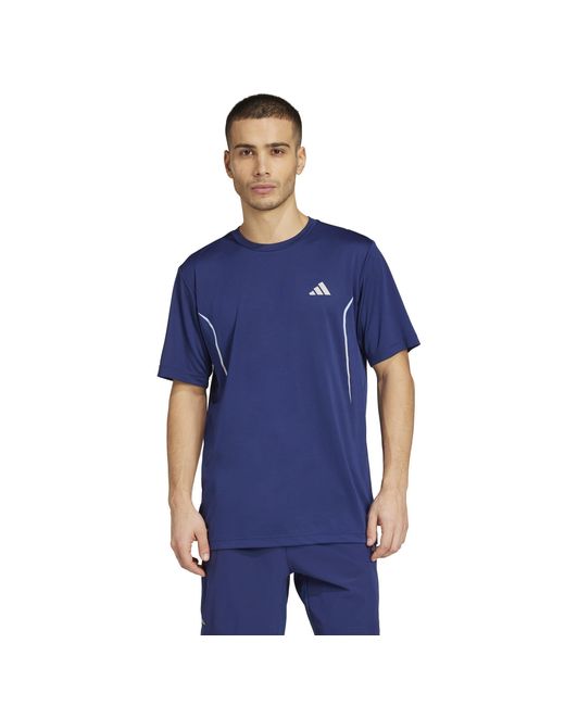 Adidas Blue Tech App Short-Sleeve Performance Gym Top for men