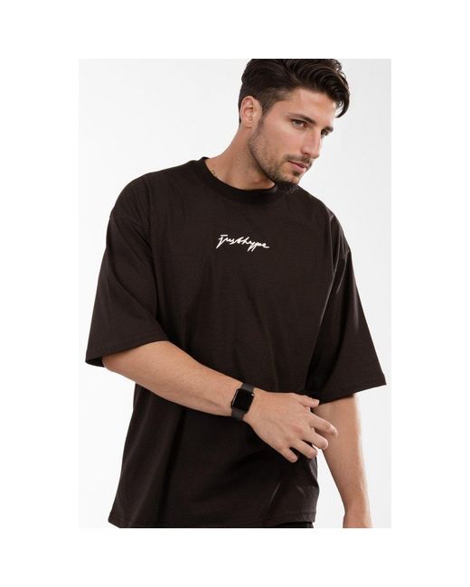 Hype Black Oversized Regular Fit T-Shirt for men
