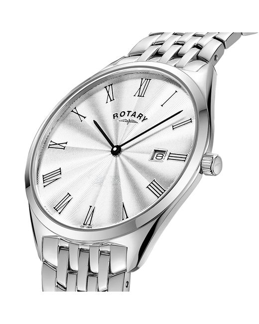 Rotary Metallic Ultra Slim Dial Ss Bracelet Wat for men