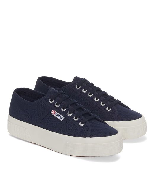 Superga Blue Platform Canvas Trainers
