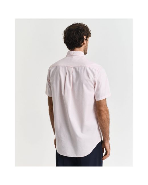 Gant White Regular-Fit Classic Short Sleeves Oxford Shirt for men