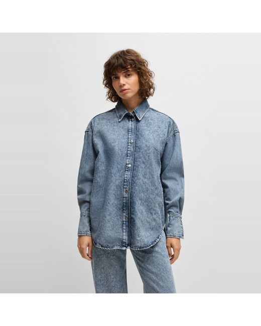 Boss Blue Long Sleeve Denim Shirt