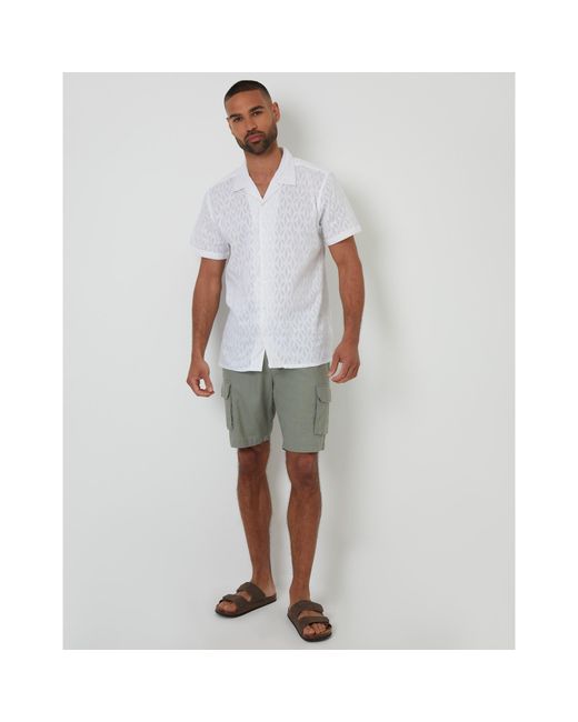 Threadbare White Short-Sleeve Bowling Shirt for men