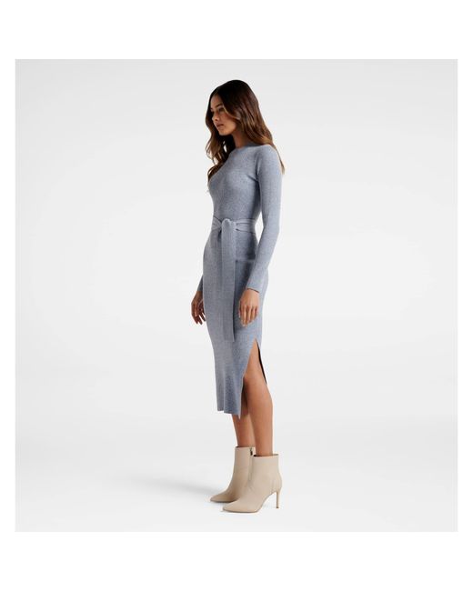 Forever New Blue Grayson Midi Knit Dress