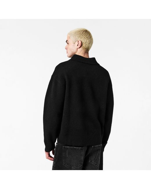 The Couture Club Black Textured Soft Knit Relaxed Fit Knitted Top for men