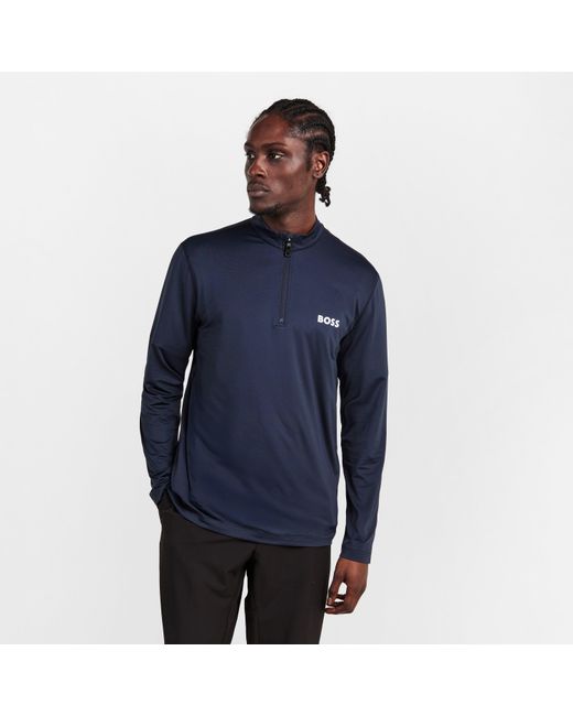Boss Blue 1/4 Zip Performance Tracksuit Top for men