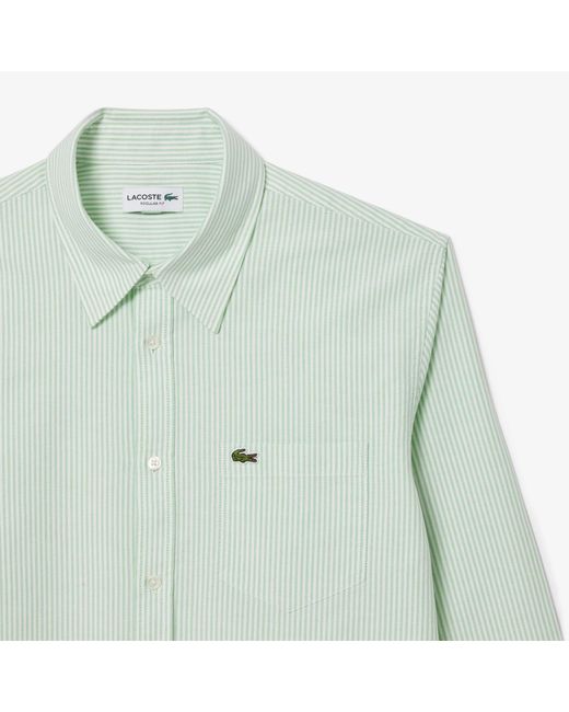 Lacoste Green Regular-Fit Striped Oxford Shirt for men