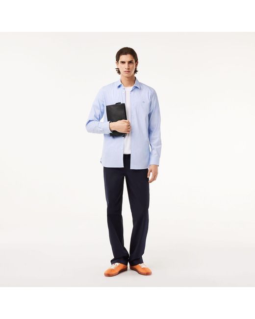 Lacoste Blue Slim Fit Striped Stretch Poplin Shirt for men