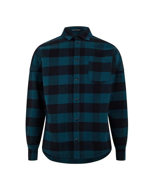 Palm Angels Blue Palm Class Overshirt Sn99 for men