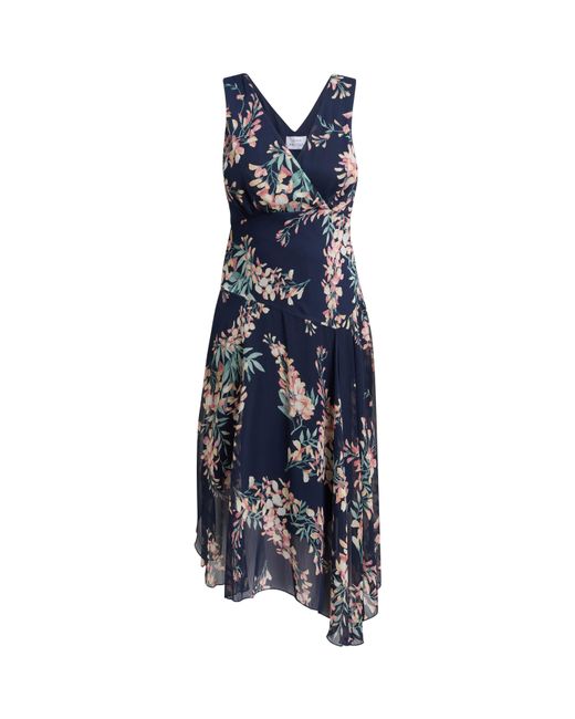 Gina Bacconi Blue India Chiffon Print Dress