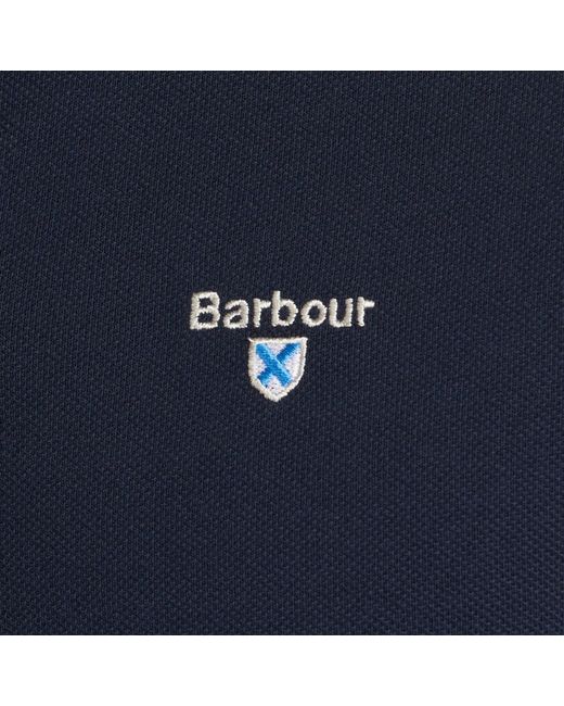 Barbour Blue Tartan Pique Polo Shirt for men