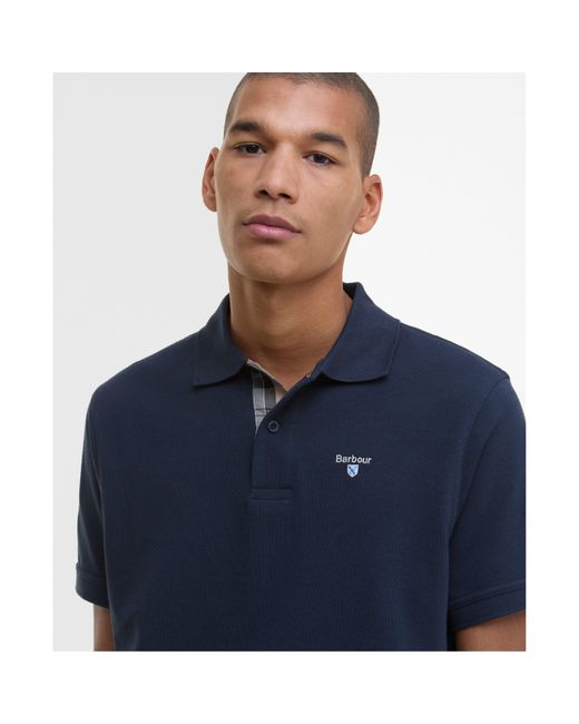Barbour Blue Tartan Pique Polo Shirt for men