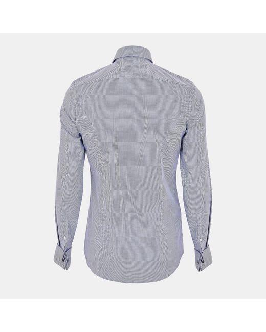Boss Blue Hank Spread Long-Sleeve Plain Shirt for men