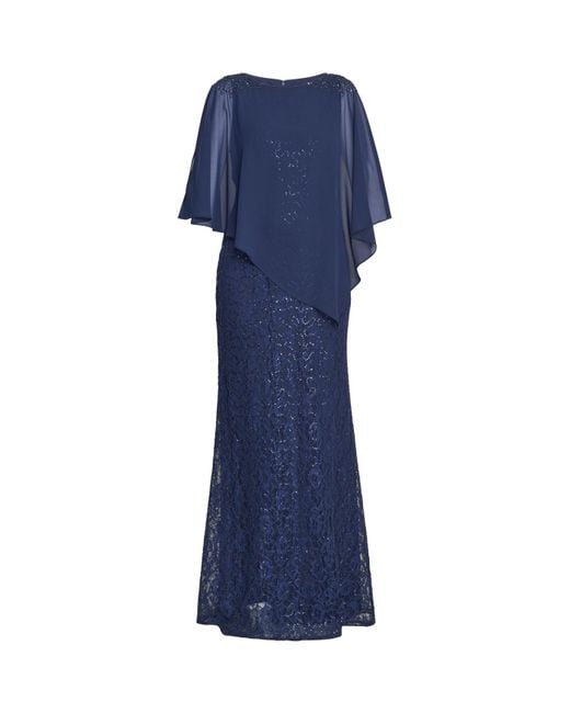 Gina Bacconi Blue Ginger Sequin Lace Dress With Chiffon