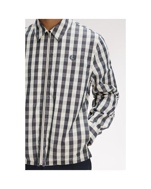 Fred Perry Black Long Sleeve Patterned Shirt for men
