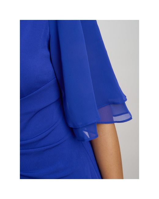 Gina Bacconi Blue Hanne Jersey And Chiffon Wrap Dress