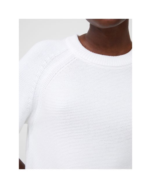 French Connection White Lilly Mozart Short-Sleeve Knitted Top