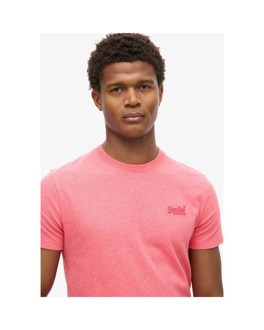 Superdry Pink Chest Logo T Shirt for men