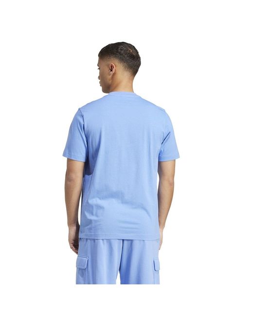 Adidas Blue Essentials Single Jersey Logo T-Shirt for men