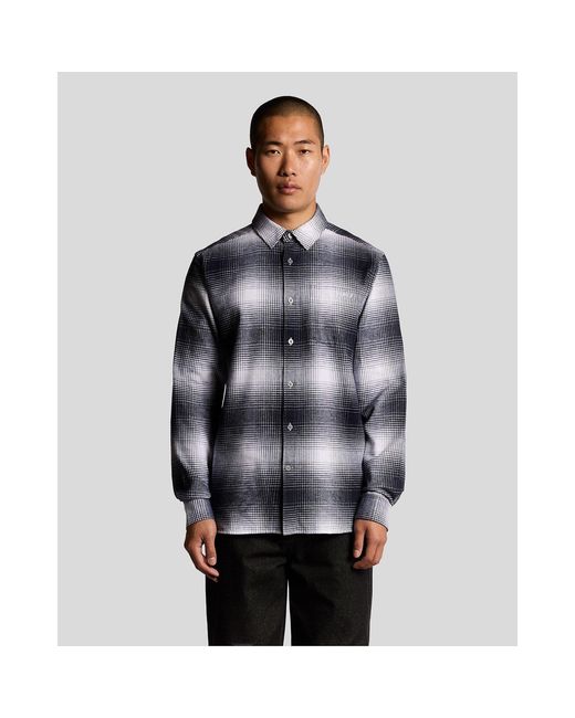 Lyle & Scott Blue Flannel Long Sleeve Patterned Shirt for men