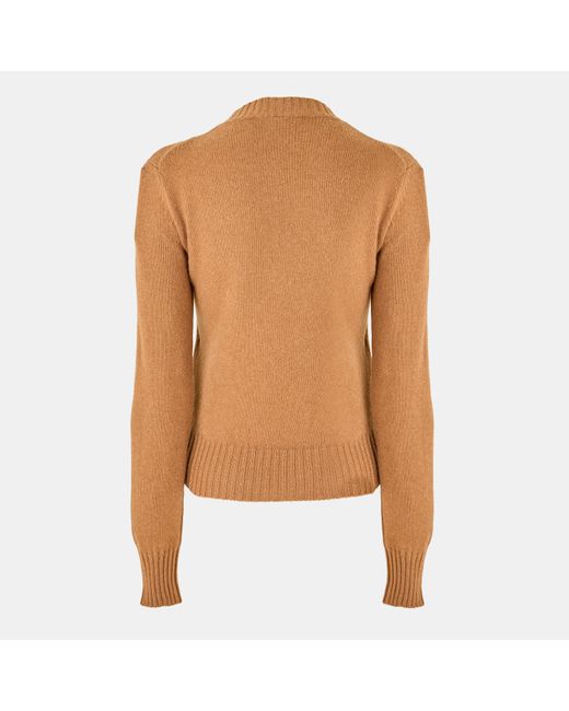 AMI Brown Knitted Crew Neck Jumper