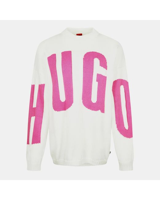 HUGO Pink Crew Neck Soft Knit Jumper