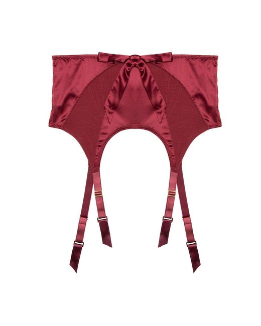 Playful Promises Red Etta Mesh & Satin Suspender Belt
