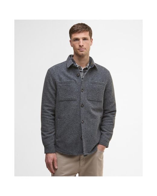 Barbour Gray Marlow Wool Long Sleeve Overshirt for men