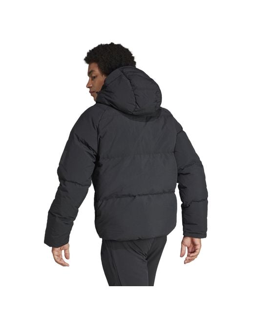 Adidas Black Big Baffle Water Resistant Duck Down Long Sleeve Down Jacket for men