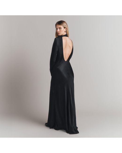 Ghost Black Rayna Satin Maxi Slip Dress