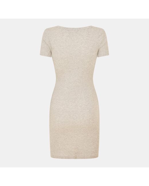 Brave Soul Natural T-Shirt Mini Dress With Notch Neck