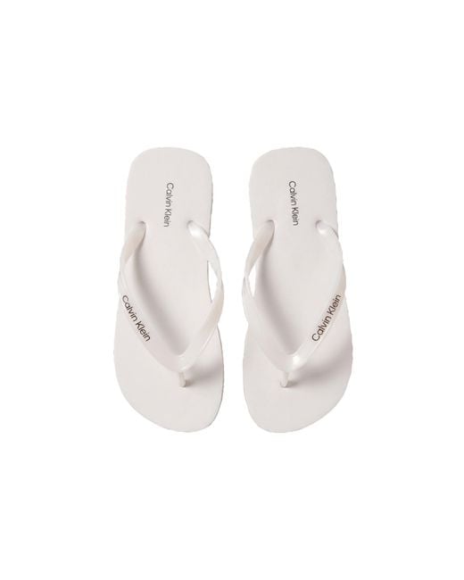 Calvin Klein White Flip Flops