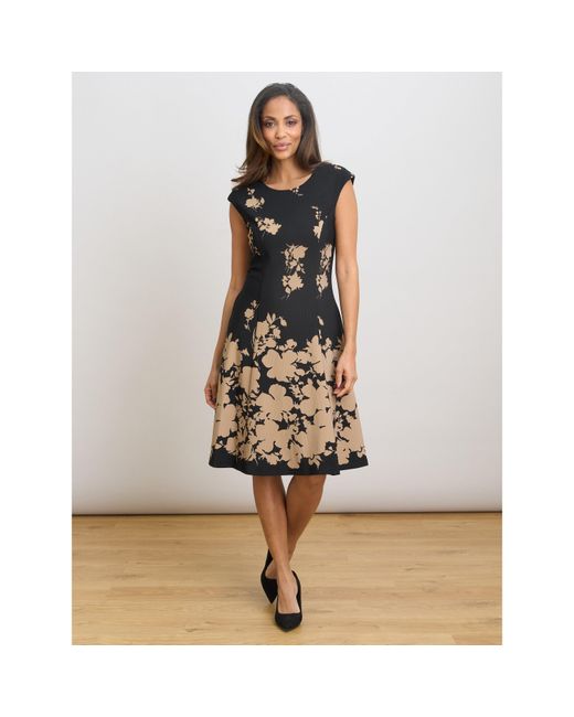 Gina Bacconi Black Holli Floral Fit & Flare Dress