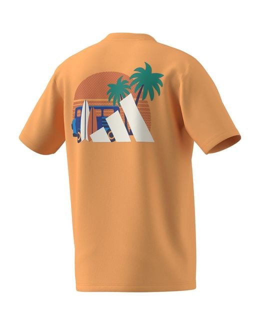 Adidas Orange Graphic Logo T-Shirt for men