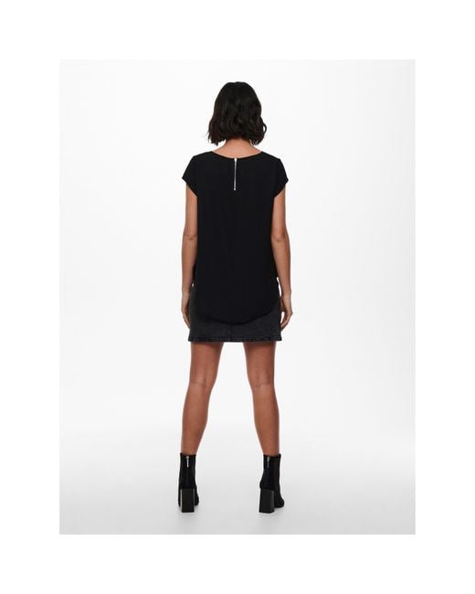 ONLY Black Solid Short-Sleeve Blouse