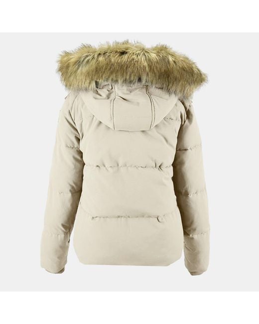 Jack Wills Natural Riley Wind Resistant Detachable Hood Short Puffer Jacket
